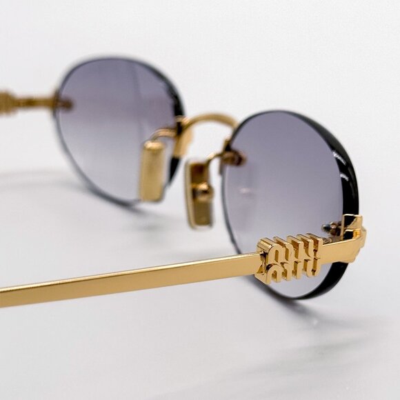 NEW MIU MIU SUNGLASSES MUA54S 5AK04O OVAL GOLD WOMEN SUNGLASSES MU A54S SMU A54